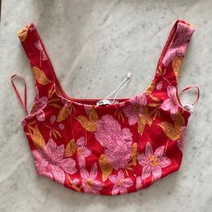 Floral Red and Pink Crop Top